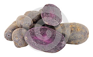 Group Of Raw Purple Majesty Potatoes