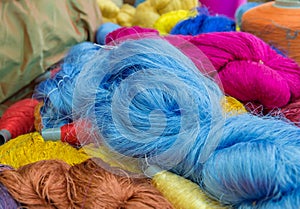 Group of Raw silk thread and messaline