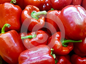 Group of red bell peppers