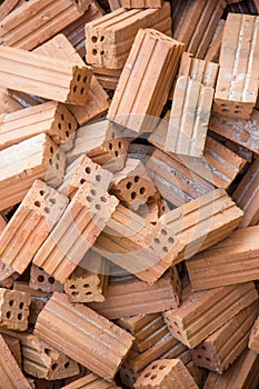 group of red bricks on construction site