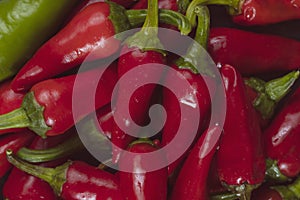 Group of Red hot chilli peppers close-up