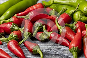 Group of Red hot chilli peppers close-up