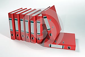 Group of red ring binders