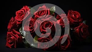 Group of Red Roses on Black Background