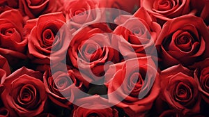 Group of red roses close up background.