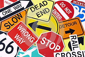 Group Of Road Signs