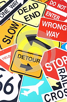 Group Of Road Signs