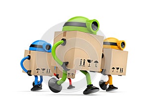 Group of robots postman