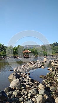 The Group of Rocks Lined-Up Beautifully in the Kaligarang River, Gubuk Serut, Gunungpati, Semarang, Central Java, Indonesia