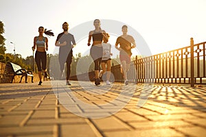 Group of runners in the park in the morning.