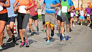 group of runners during the race in the city