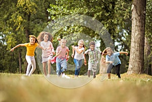 Group of running kids