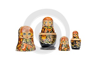 Group of Russian Dolls Matryoshka isolated on white background.