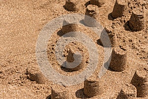 Group of sand castles on the beach