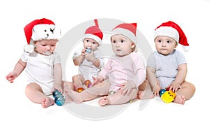 Group of santa babies