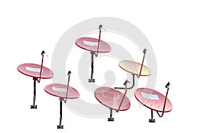 Group of satellite dish isolated