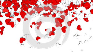 The group scattered hearts on a white background. Valentine`s day background.