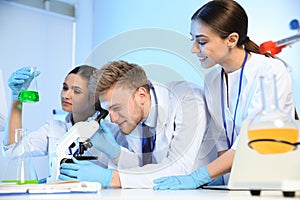 Group of scientists working in chemistry laboratory