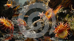 Group of Sea Urchins Swimming in Water