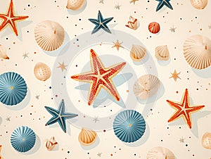 A Group Of Seashells And Starfish