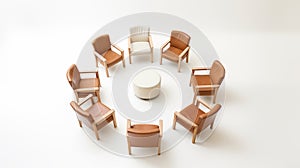 Group seating with circular arrangement for focused topic seminars.AI Generated