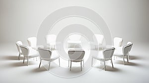 Group seating with circular arrangement for focused topic seminars.AI Generated