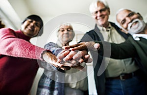 Group of senior friends in collaboration