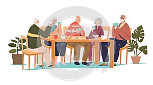 Group of senior friends playing cards. Older men and women spend time together