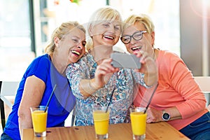 Group of senior friends taking a selfie