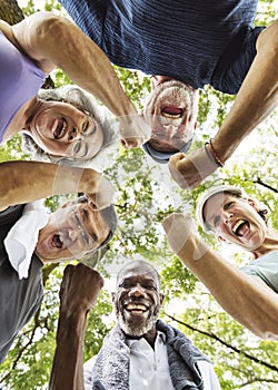 Group of Senior Retirement Exercising Togetherness Concept