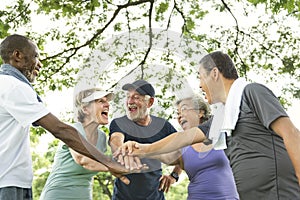 Group Of Senior Retirement Exercising Togetherness Concept