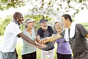 Group Of Senior Retirement Exercising Togetherness Concept