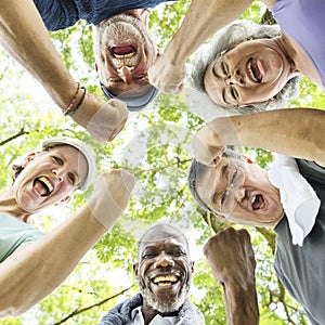 Group of Senior Retirement Exercising Togetherness Concept