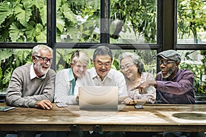 Group of Senior Retirement Meet up Happiness Concept