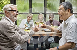 Group of Senior Retirement Meet up Happiness Concept