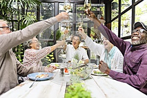 Group of Senior Retirement Meet up Happiness Concept