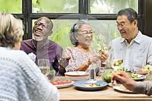 Group of Senior Retirement Meet up Happiness Concept