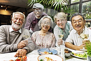 Group of Senior Retirement Meet up Happiness Concept