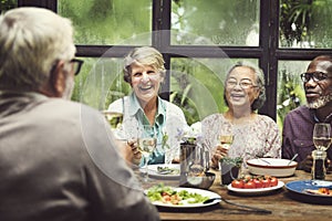 Group of Senior Retirement Meet up Happiness Concept