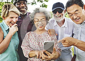 Group Of Senior Retirement Using Digital Lifestyle Concept