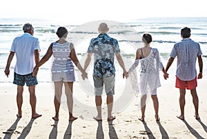 Group of seniors on the beach