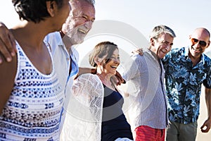 Group of seniors on the beach