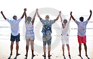 Group of seniors on the beach