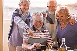 Group of seniors having fun together outdoor