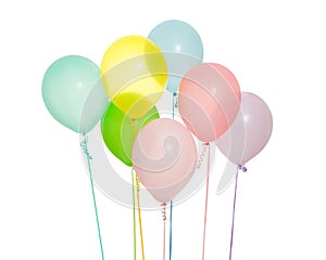 Group of seven balloons isolated