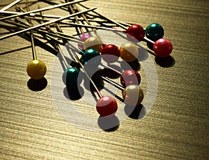 Sewing pins with different color heads
