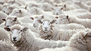 Group of sheep standing in a field. Livestock farming and agriculture concept