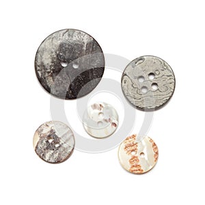 Group Shell Buttons isolate on white background.