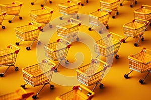 Group of shopping carts. Ai generated