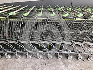 Group of shopping carts in shopping mall in Thailand